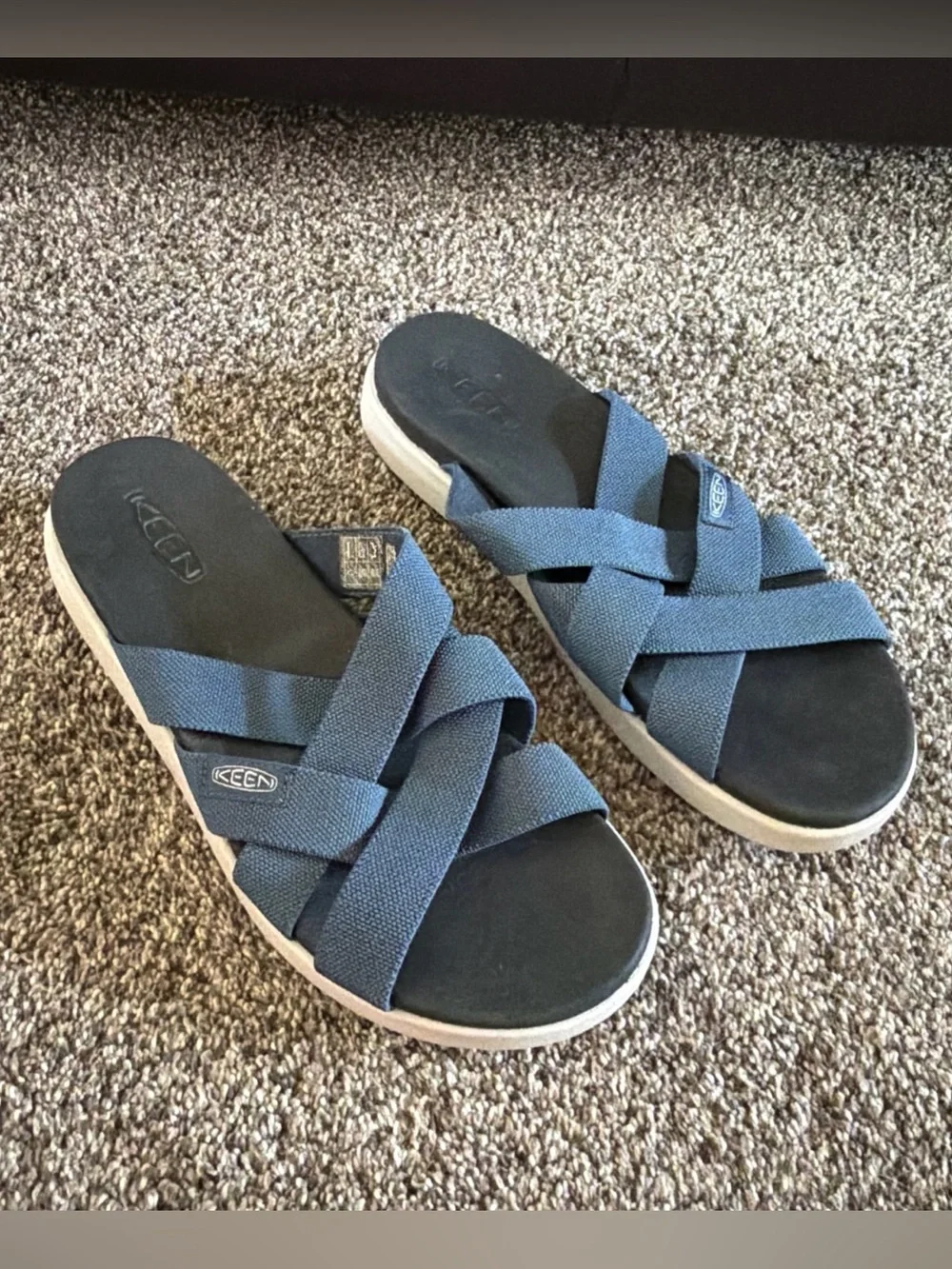Keen Navy Blue Elle Slides Crisscross Strap Sandals